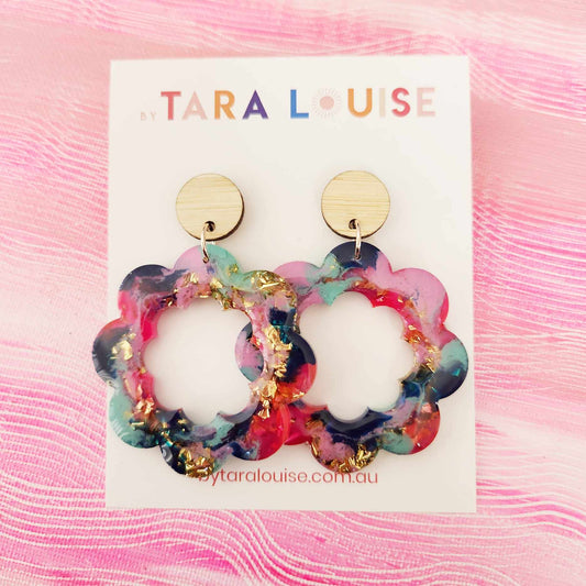Large statement earrings resin with gold foil By Tara Louise