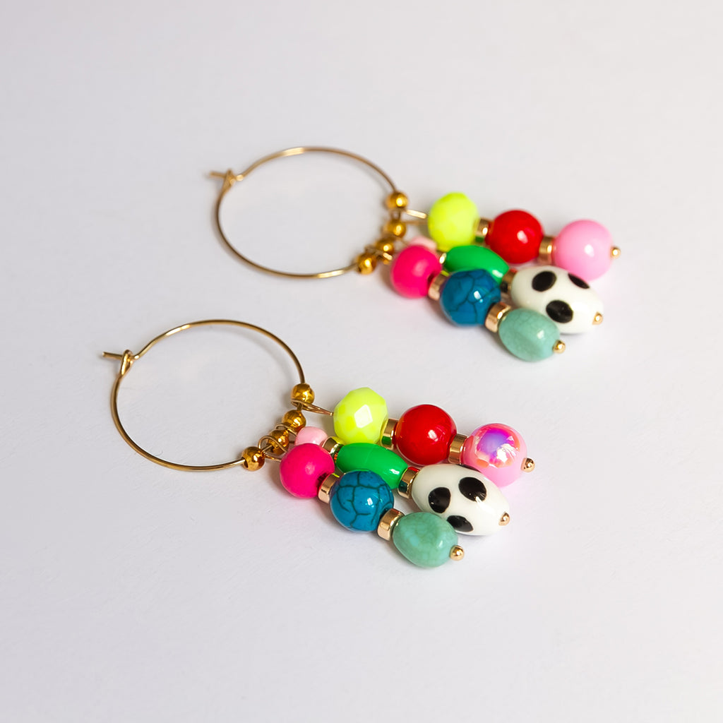 3 Strand Bead Hoop Earrings