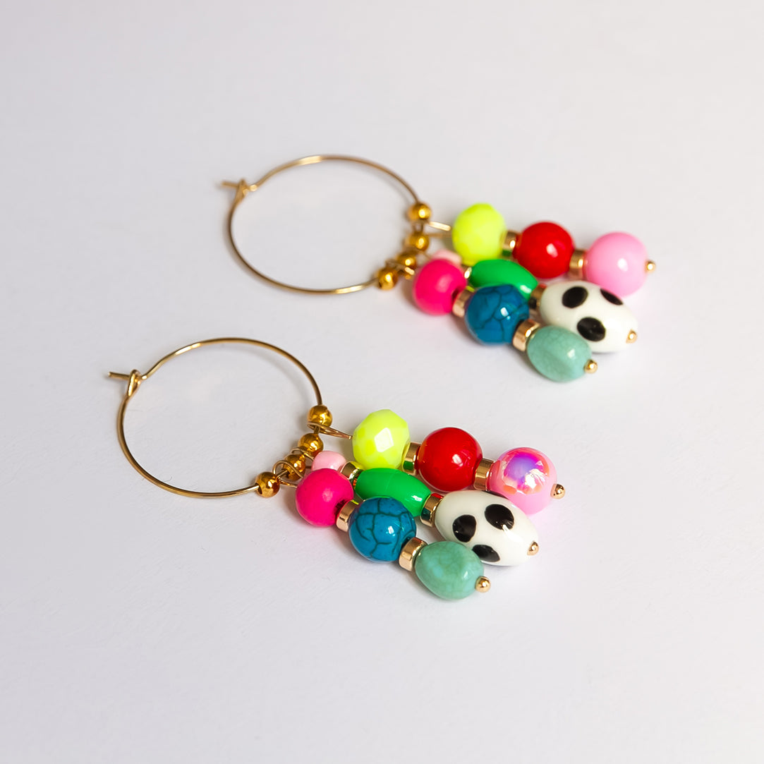 3 Strand Bead Hoop Earrings