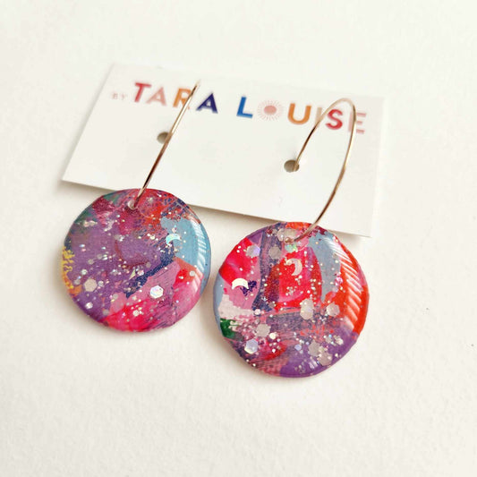 By Tara Louise Rainbow Galaxy resin circle hoop earrings for women