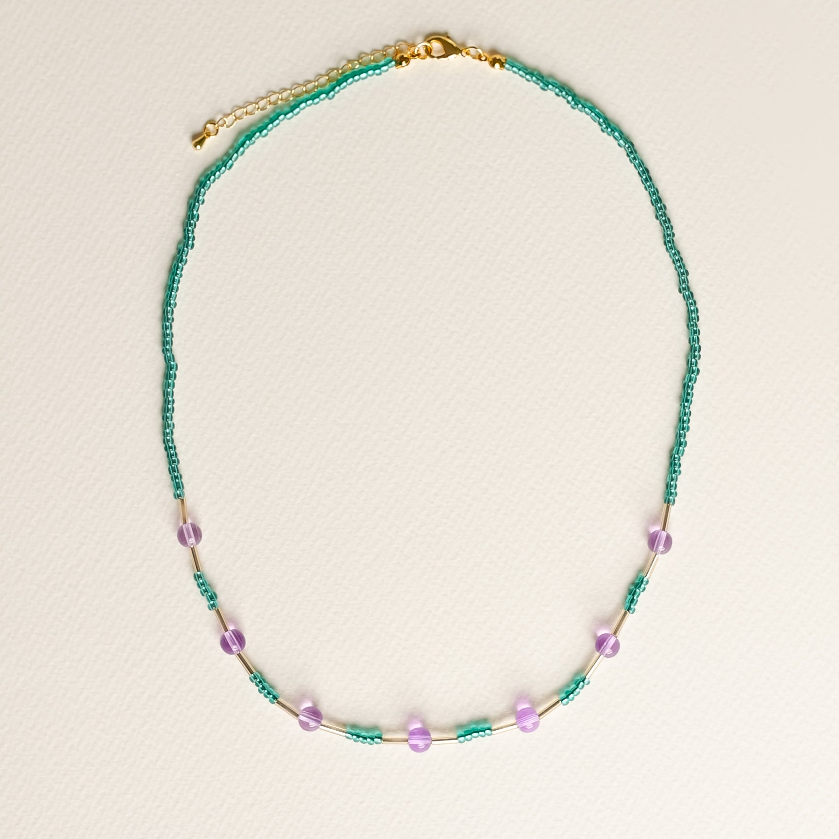 Purple and Teal Beaded Necklace