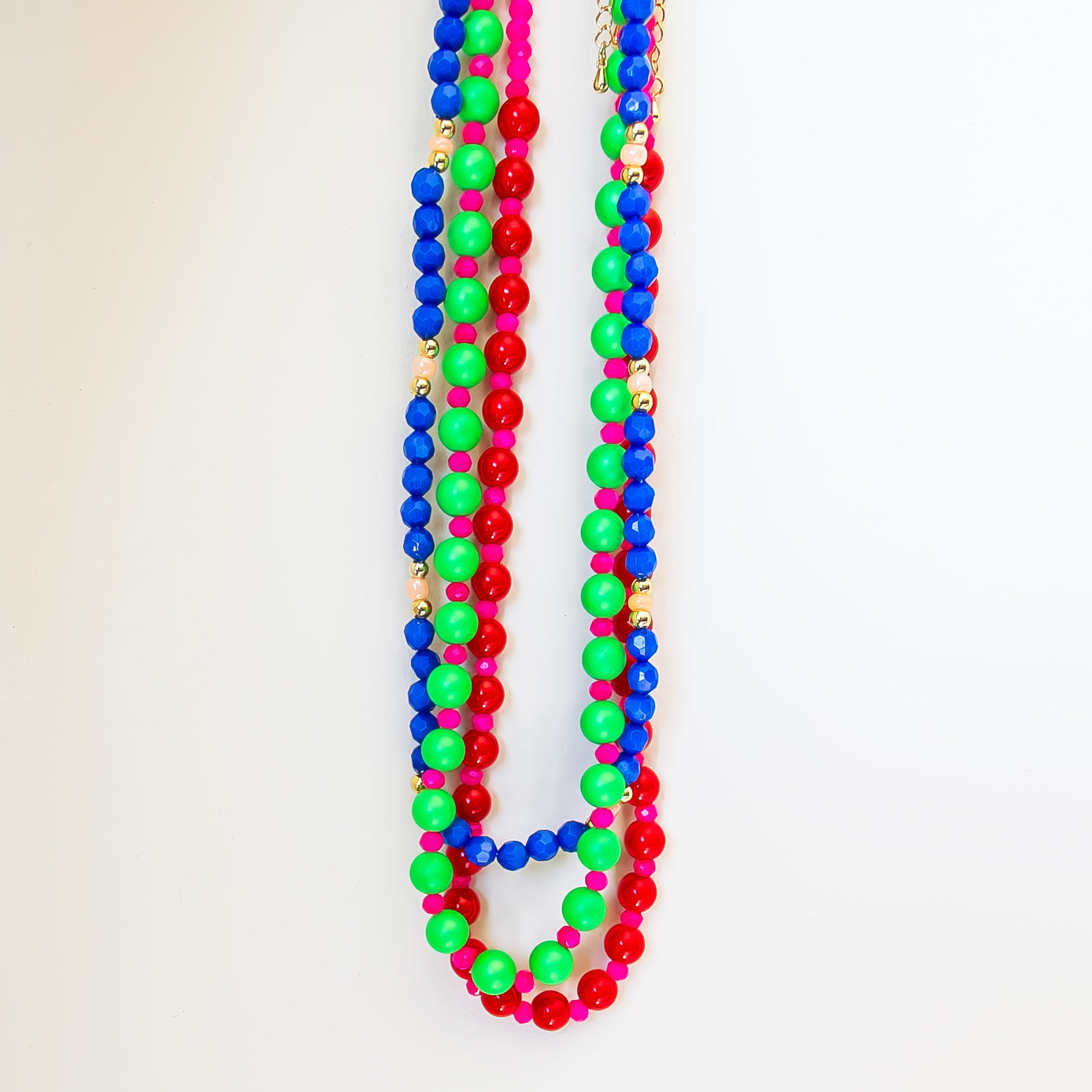 Bright Green and Pink Beaded Necklace