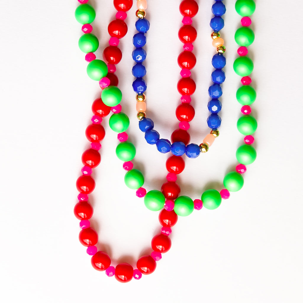 Blue and Apricot Beaded Necklace